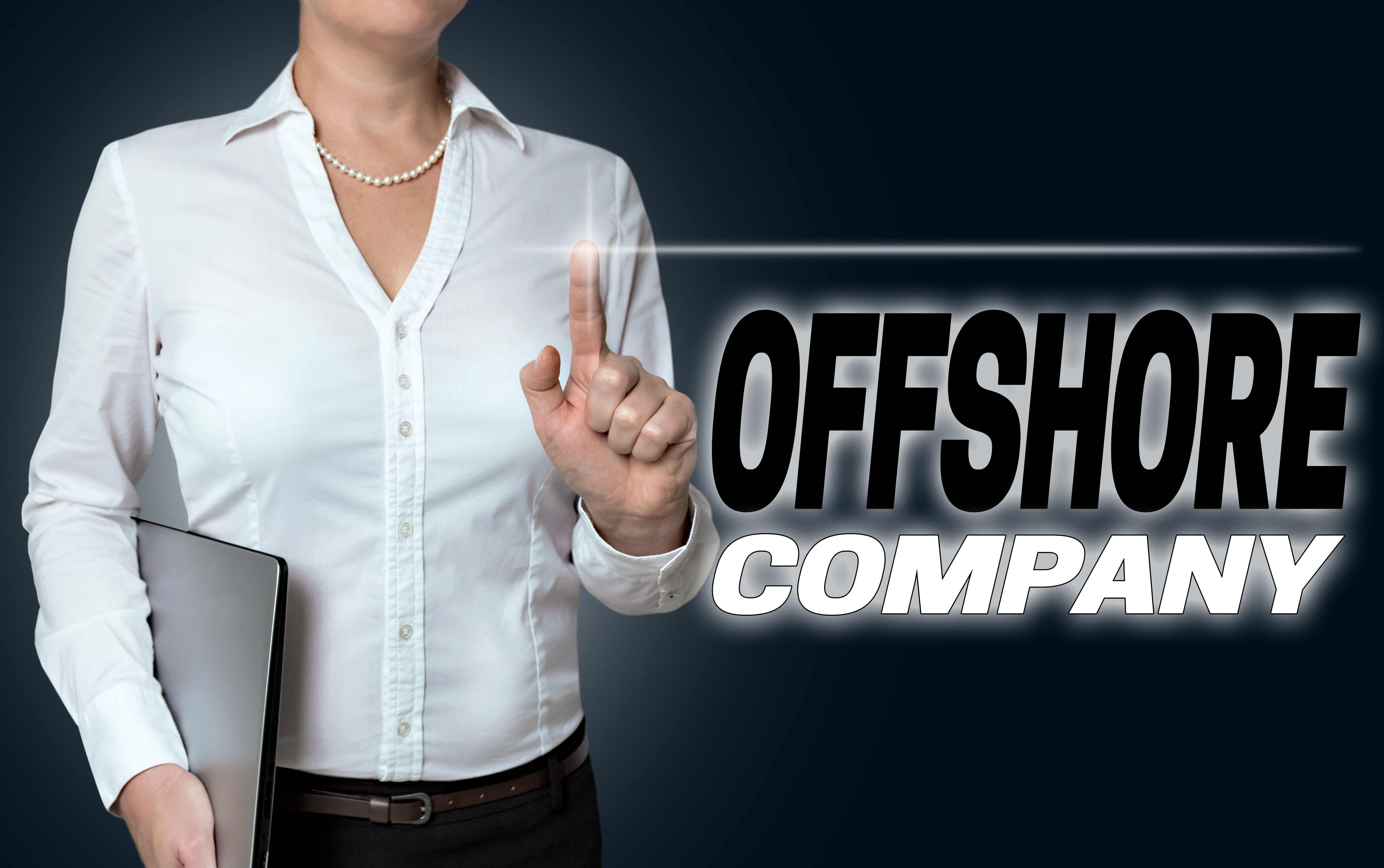 offshore company touchscreen is operated by businesswoman background offshore company touchscreen is operated by businesswoman background