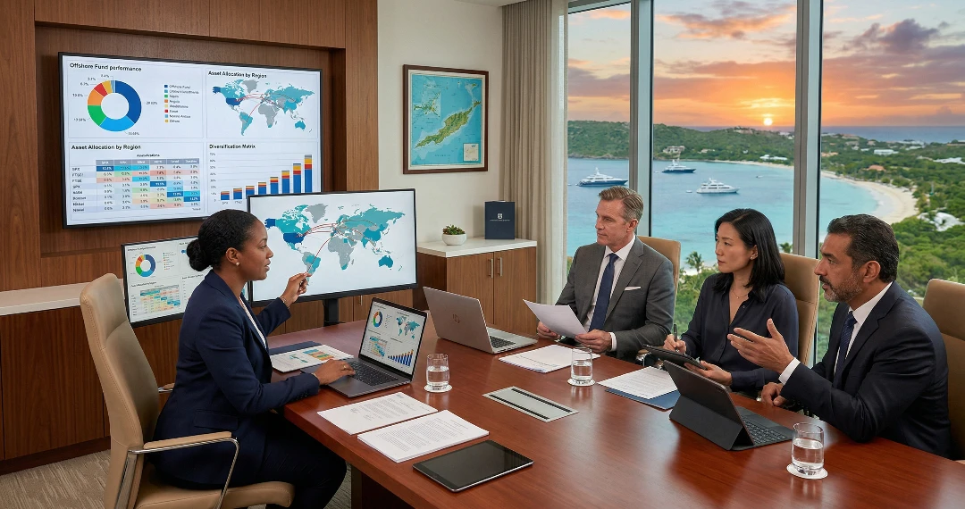 image1 Asset Management Offshore consultation with international investors reviewing global wealth strategy and offshore portfolio diversification at First Anguilla Trust Company Limited
